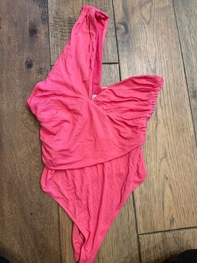 Lovers + Friends Hot Pink One-Shoulder Bodysuit